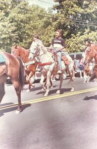Bear Hammonds Riding in Pembroke, NC, 1988 Lumbee Parade Riding Leopard Appaloosa